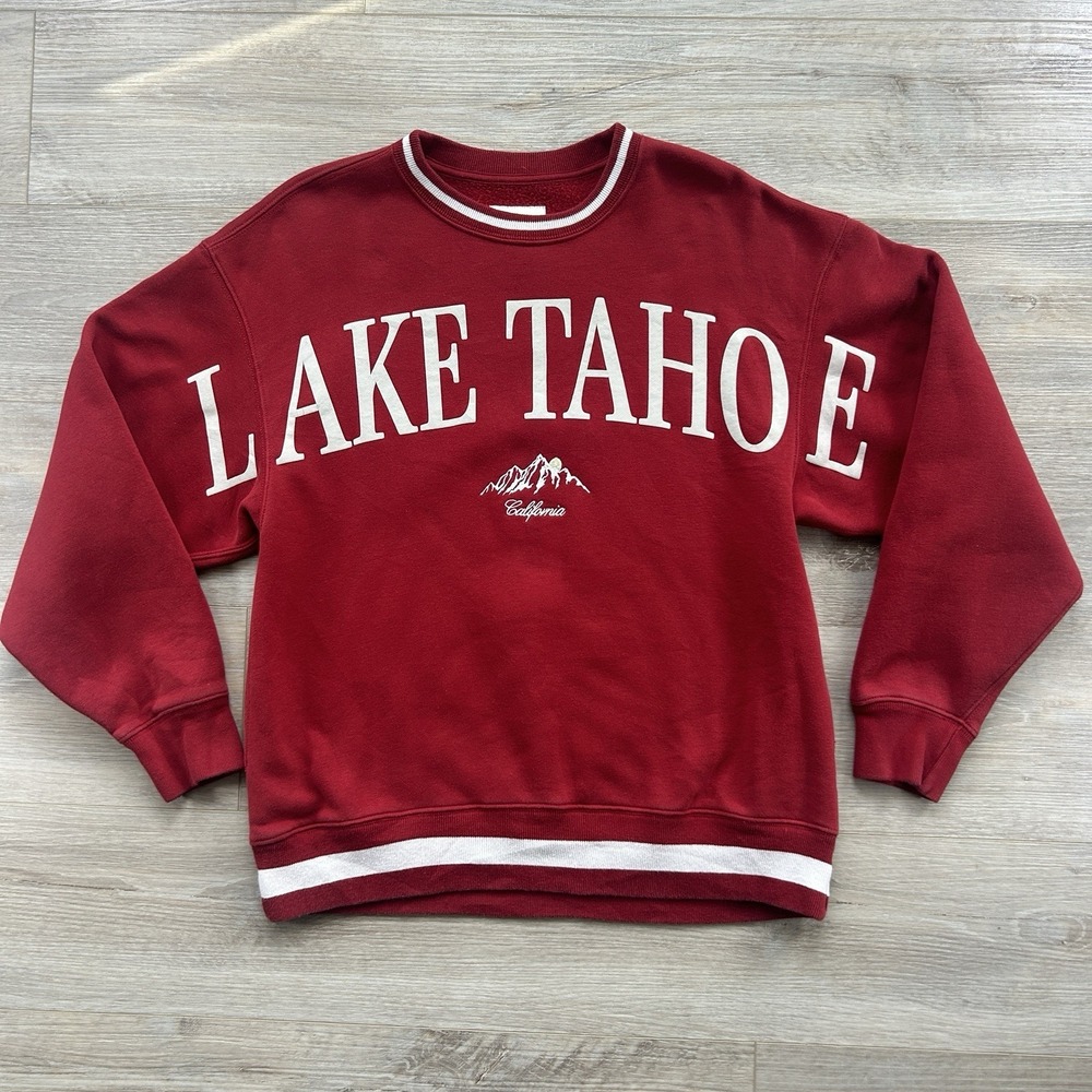 Abercrombie & Fitch Lake Tahoe Small Red Sweatshirt Relaxed Fit Comfy Lounge